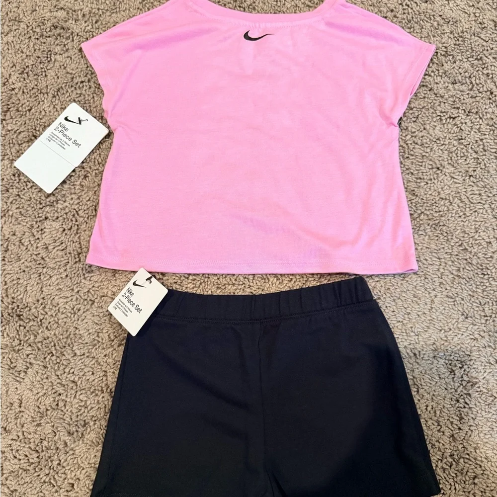Nike Pink Top and Black Athletic Shorts Set